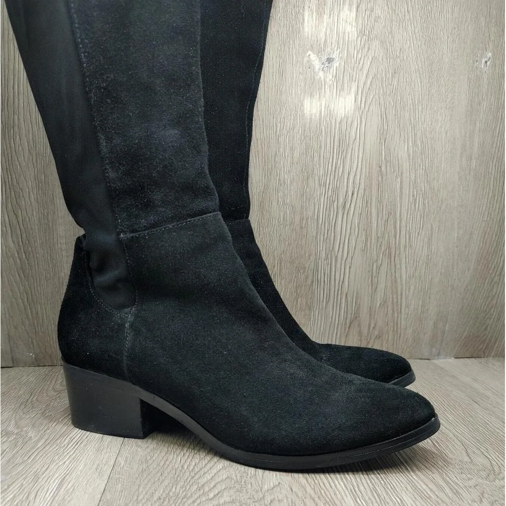 Blondo Gallo Riding Knee Boot Black Suede‎ Waterproof Block Heel 8.5 B6225